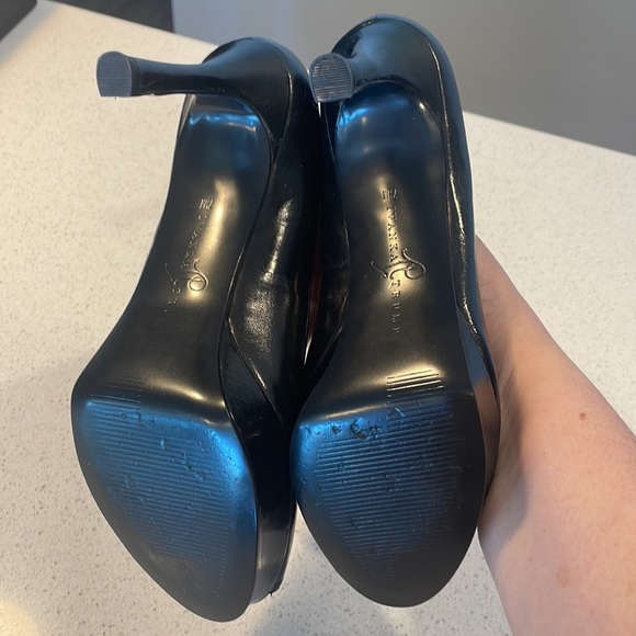 Black leather peep toe platform heel - Picture 6 of 7